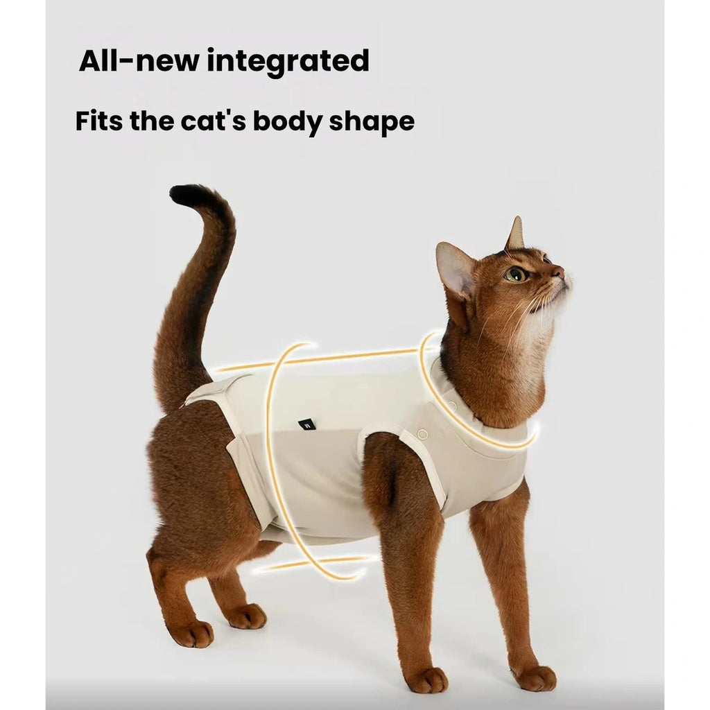Cat wearing beige HiDREAM bodysuit