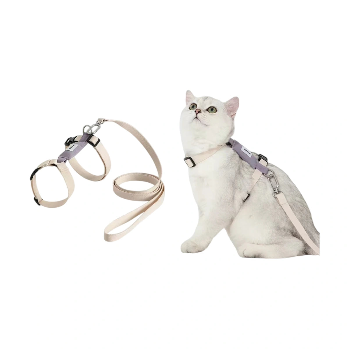 Beige HiDREAM H-style cat harness and lead