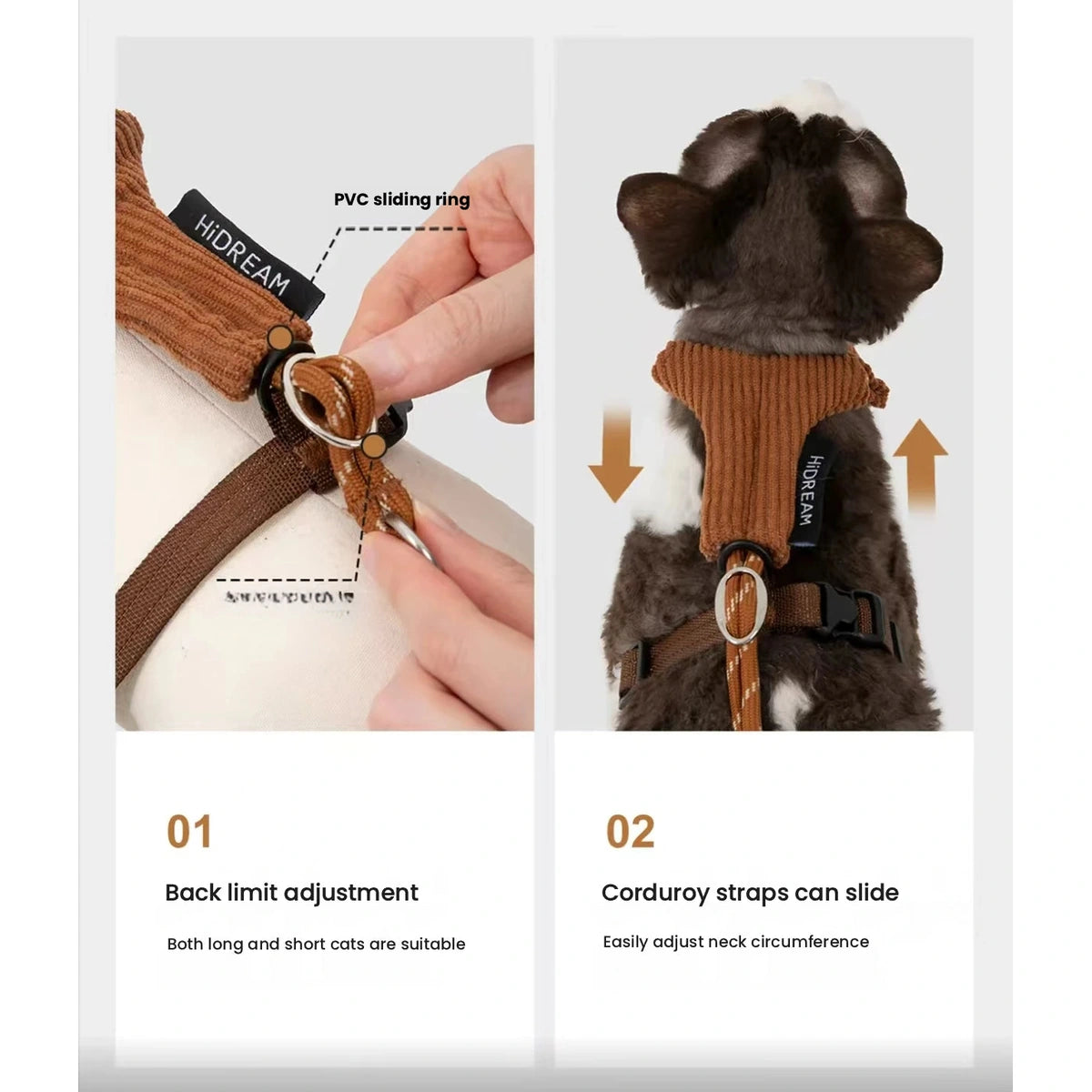 HiDREAM corduroy harness neck adjustment detail