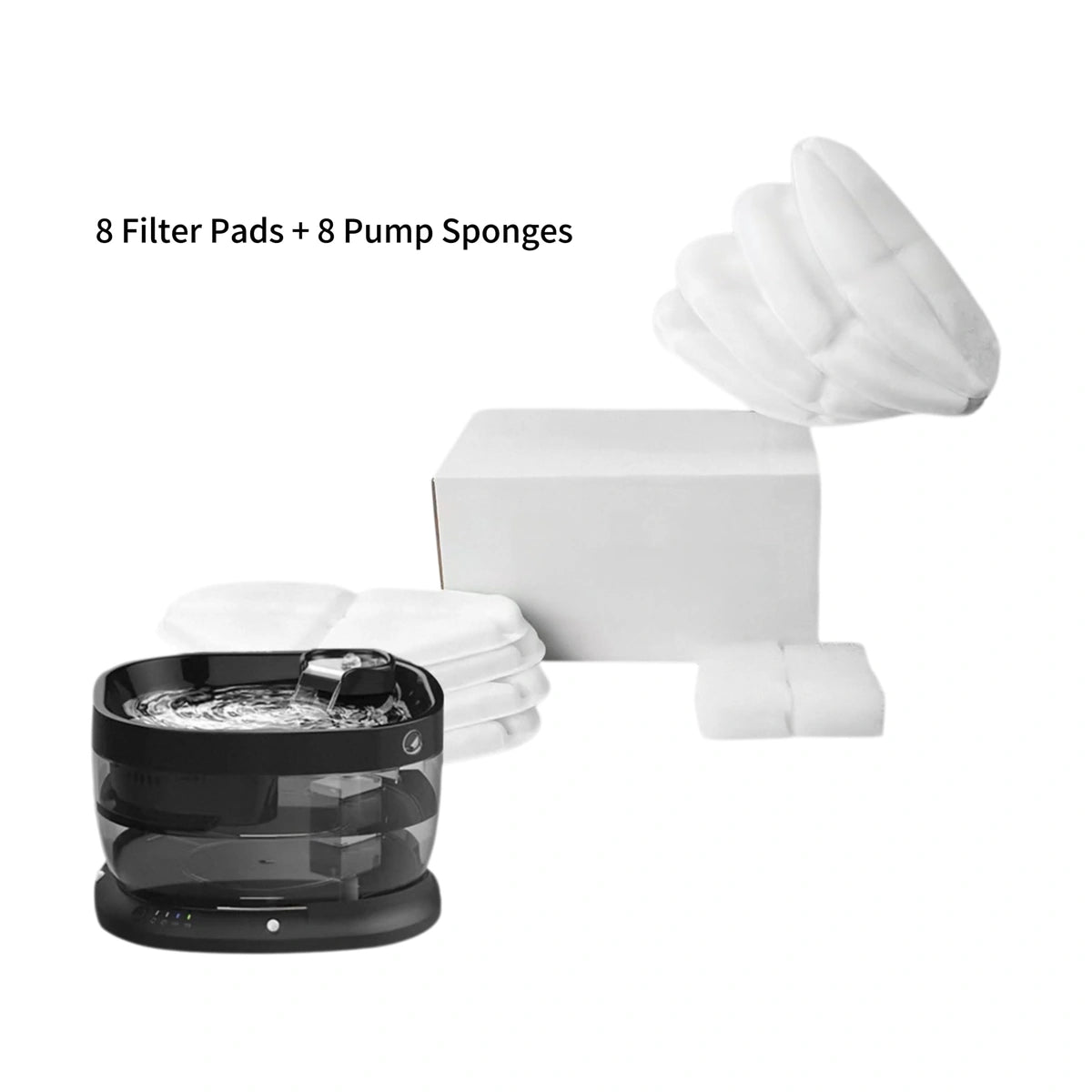 UXZ set of eight fountain filter pads and eight pump sponges