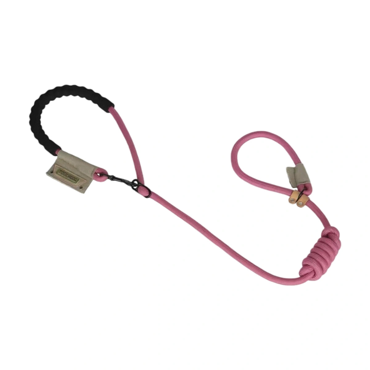 Touchdog hot pink rope slip lead with adjustable neck loop