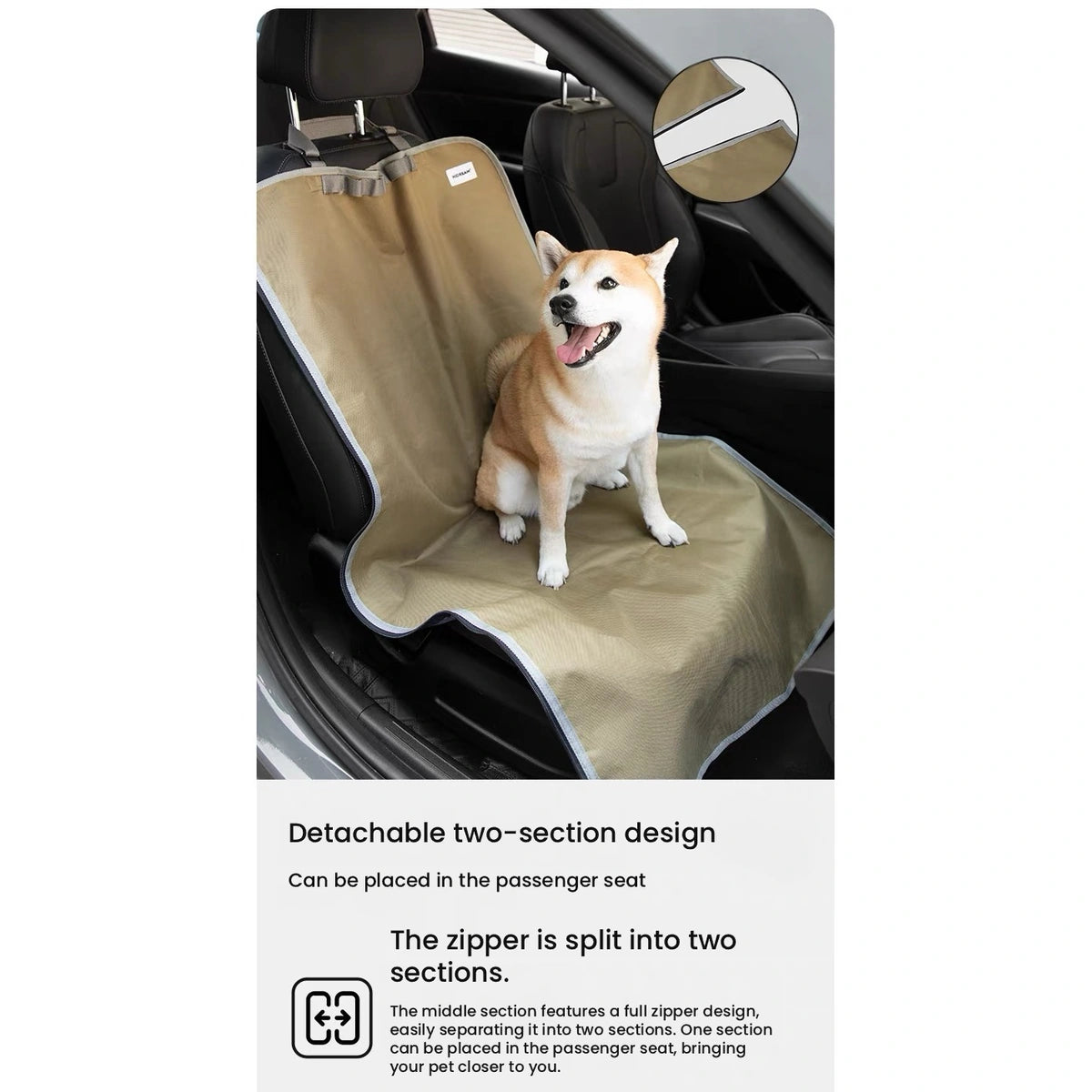 HiDREAM modular dog seat cover arranged across vehicle seats
