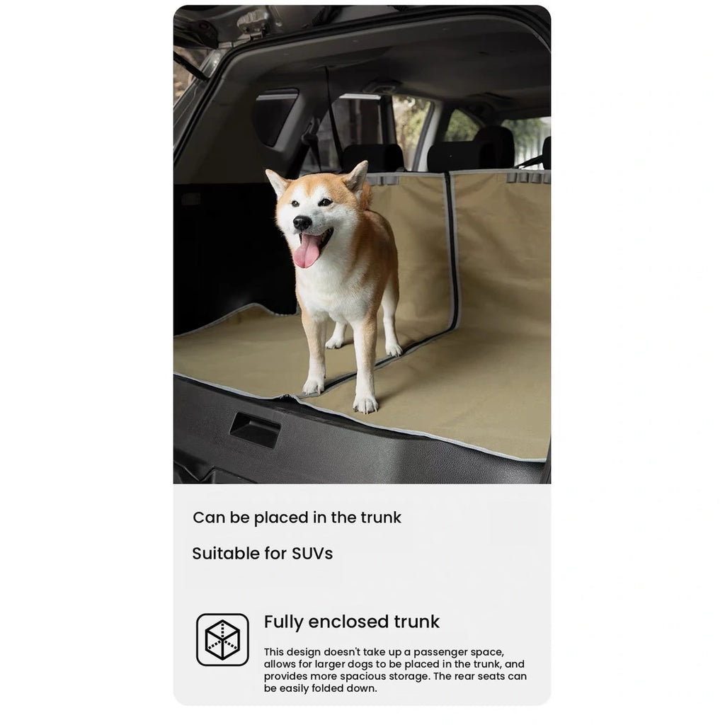 HiDREAM dog seat mat shown in a vehicle boot