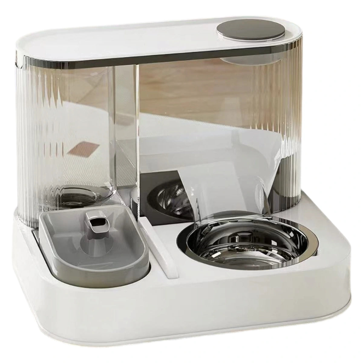 Taigepets food and water dispenser with stainless-steel bowl