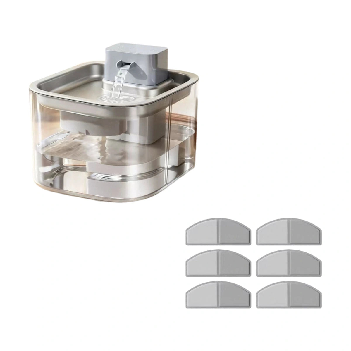 Grey Madden fountain with six replacement filters