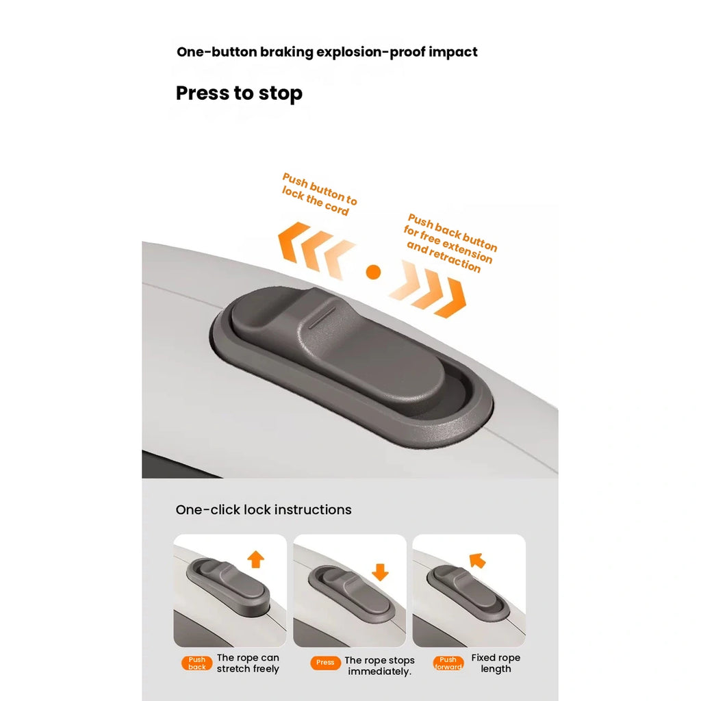 Top brake and locking controls on the Voocoo retractable lead