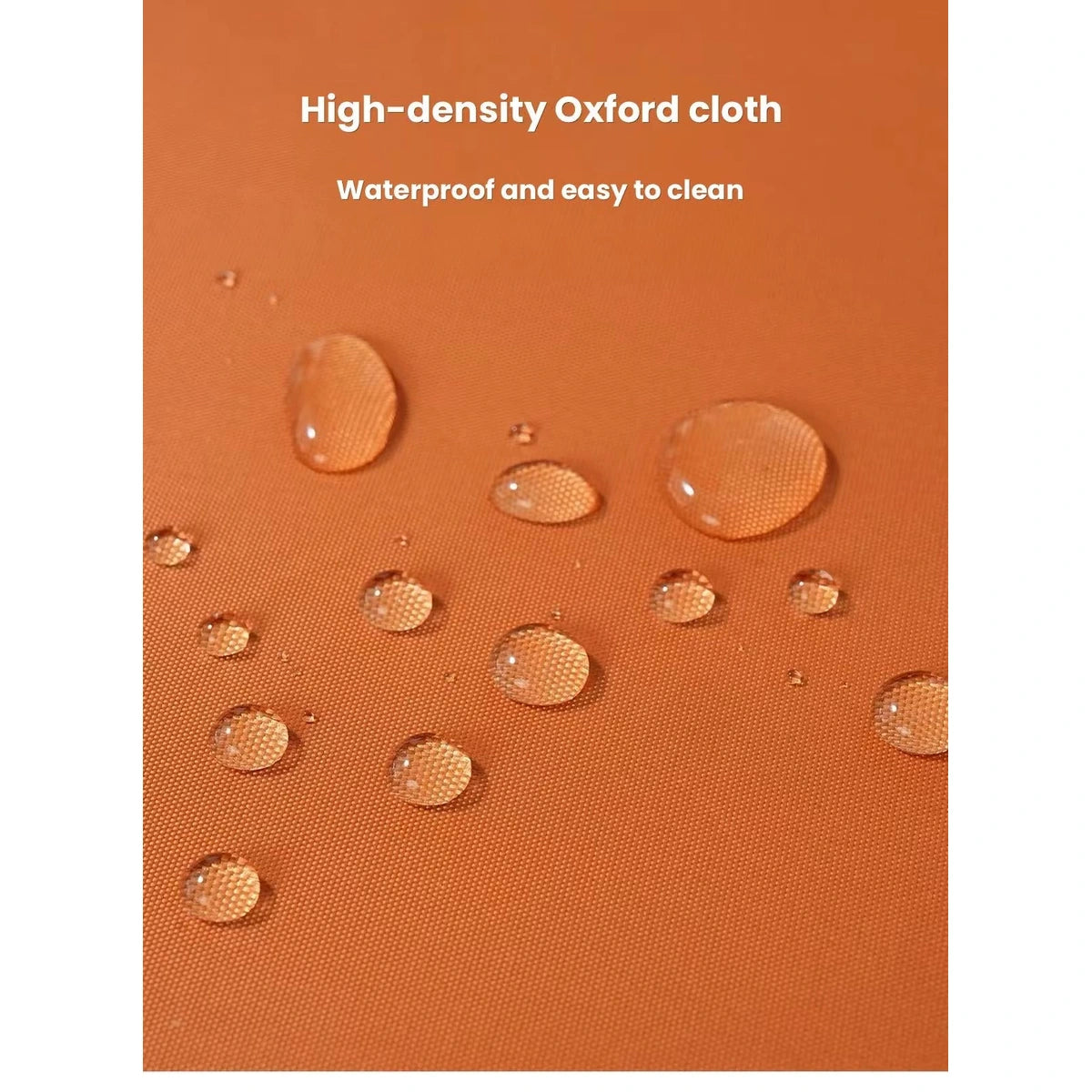 Water droplets on the orange Fairypet mat surface