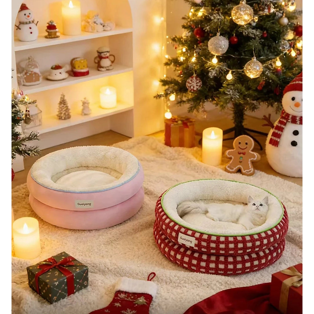 HiDREAM pet beds beside festive decorations in a living room