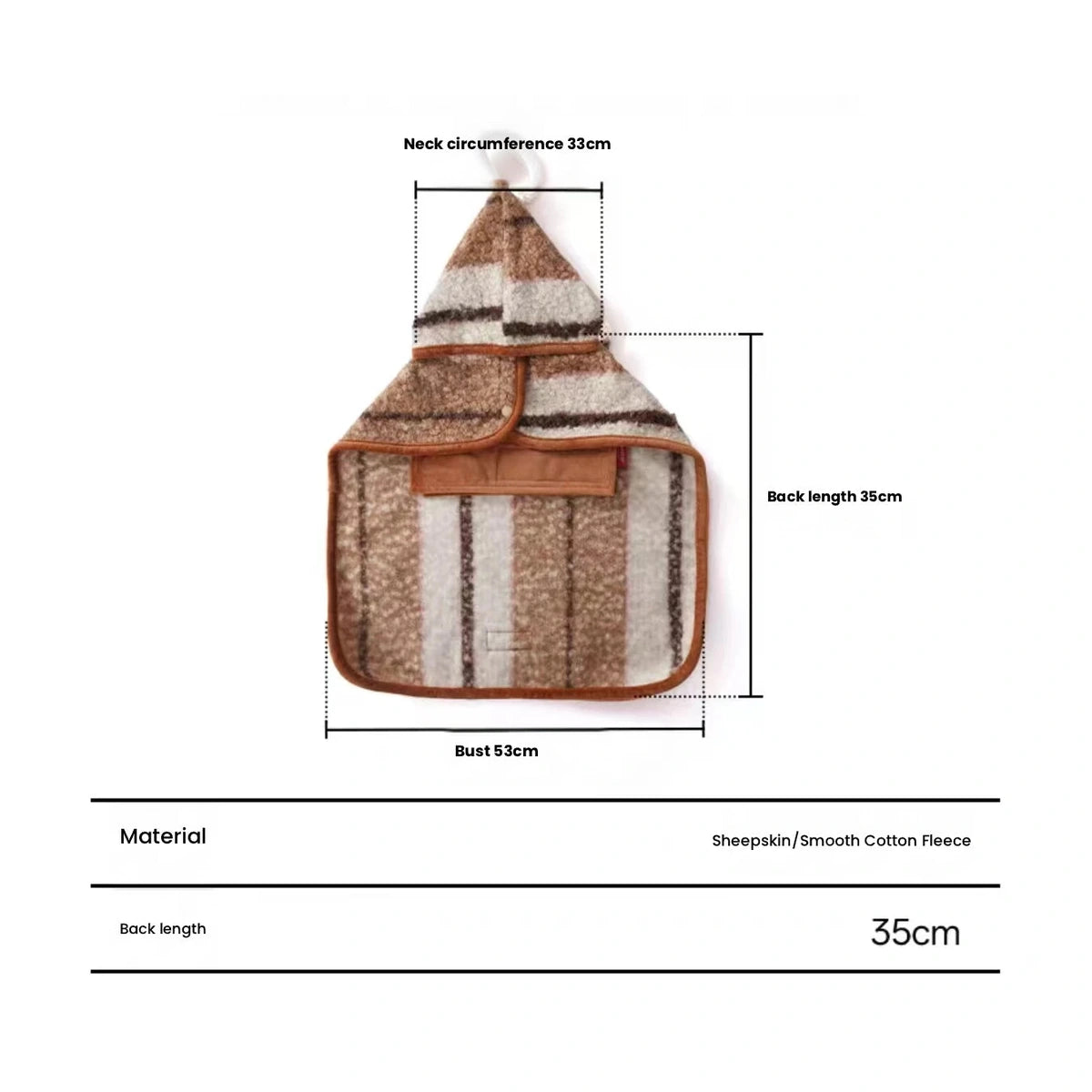 Petstar cape measurement diagram showing neck, chest and back length