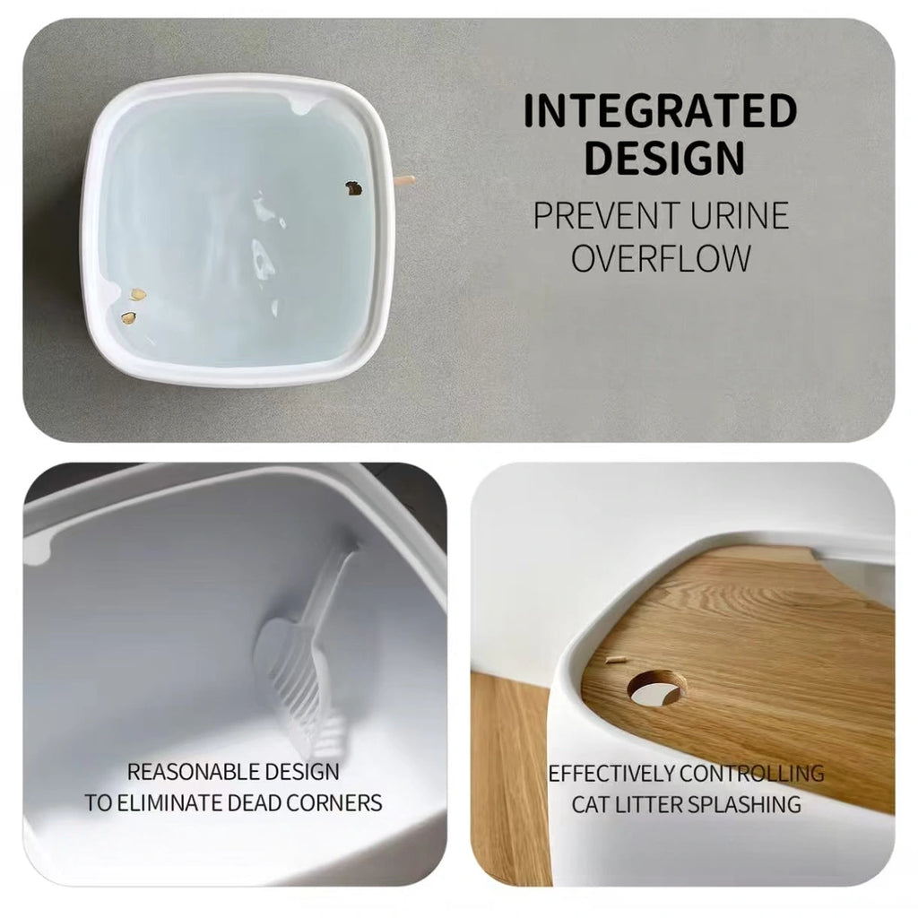 Inside the inFluffy litter box base and wooden lid