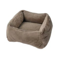 Brown inFluffy square pet bed with matching cushion