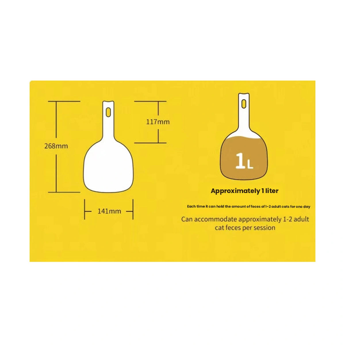inFluffy scoop and holder dimension diagram