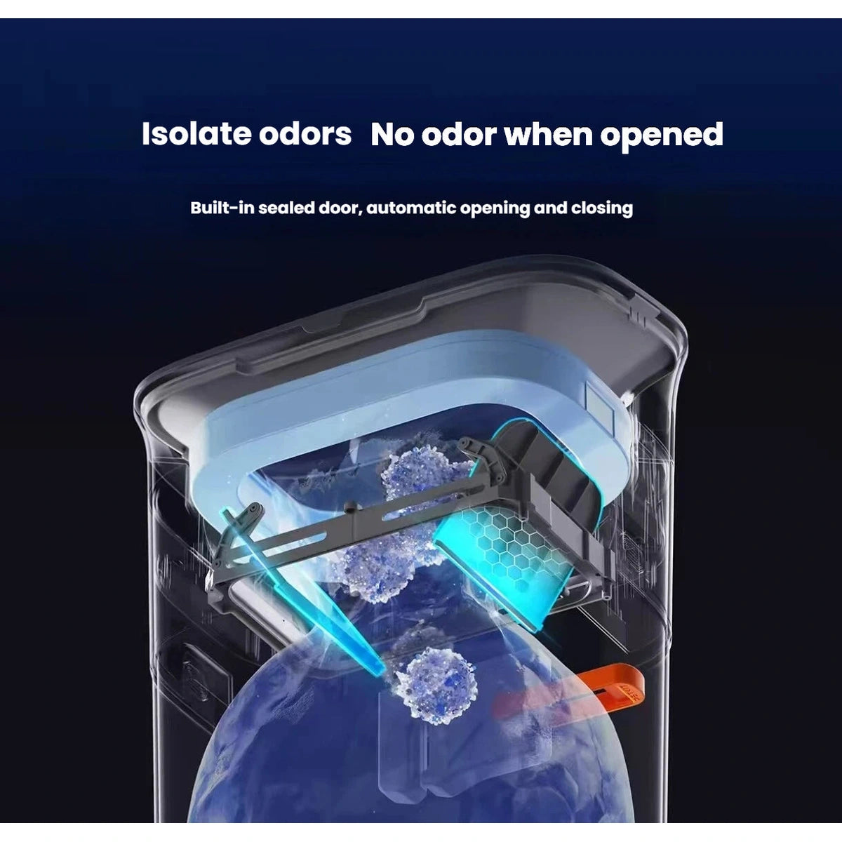 Sealed odour-control door inside the PETKIT litter waste bin