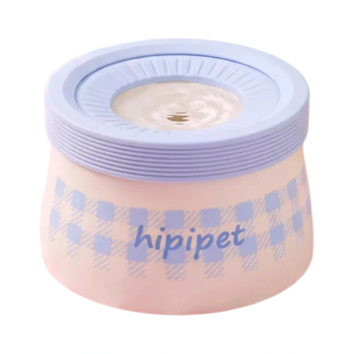 Blue gingham Hipipet 600 ml floating-disk pet water bowl