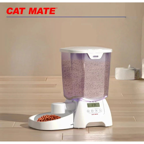 CatMate wireless timed feeder with dry-food hopper and serving bowl