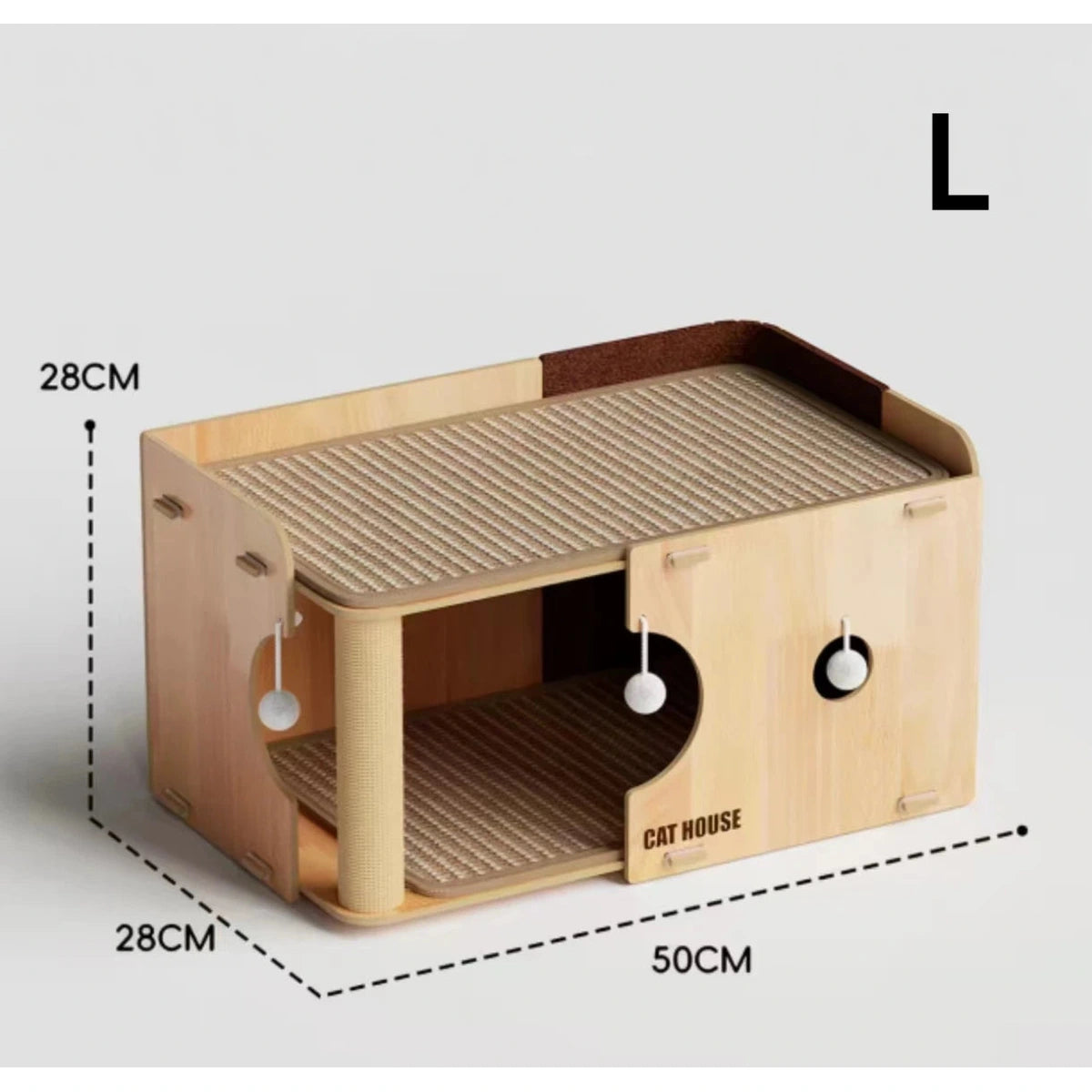 Large double-level cat bed dimensions of 50 by 28 by 28 centimetres