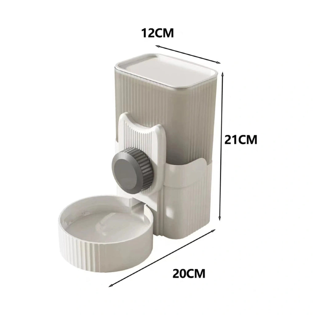 Cage-mounted water dispenser dimensions of 12 by 21 by 20 centimetres