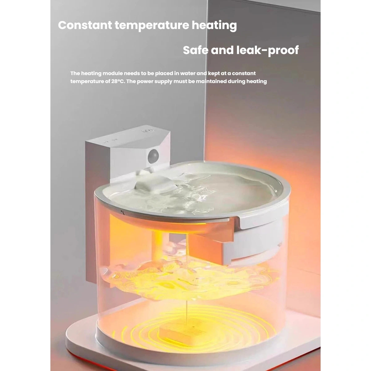 Warming system beneath the Popocola circulating water fountain
