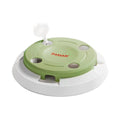 Green Petstar automatic feather cat toy with white textured base