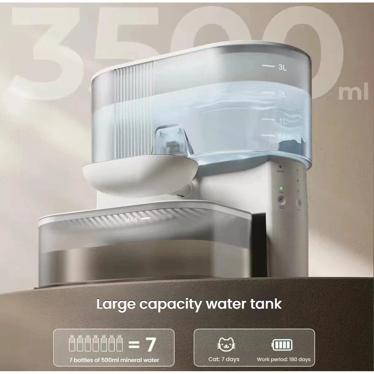 Naipet dispenser tank shown with a 3.5 litre capacity label