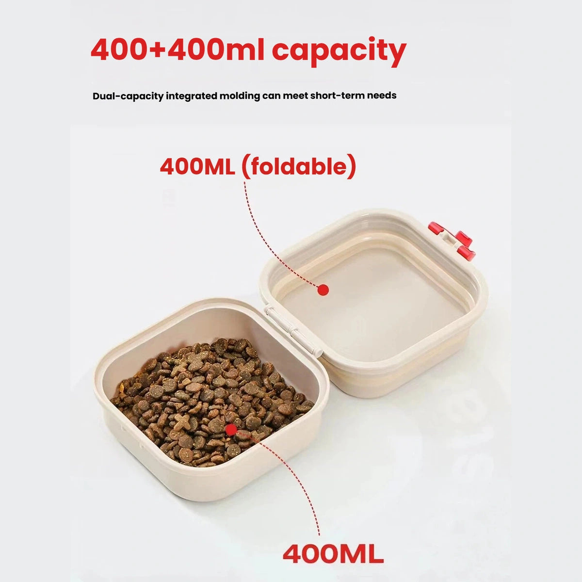 Petstar dual bowl capacity diagram showing two 400 ml compartments