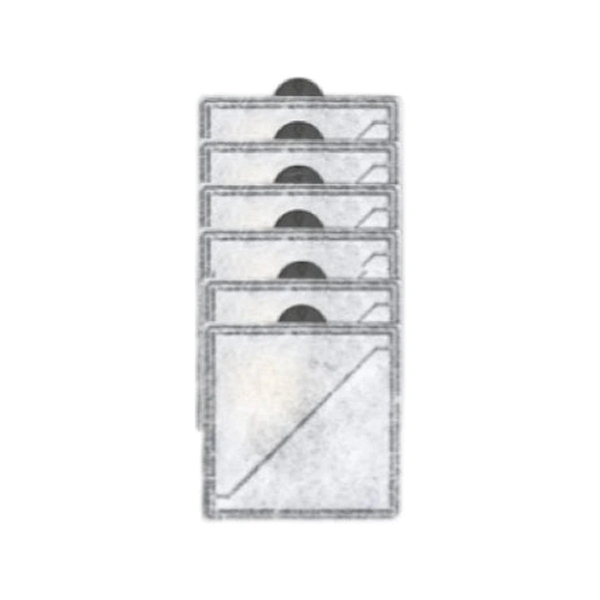 Six rectangular PetSafe Ion-X fountain filters arranged in a stack