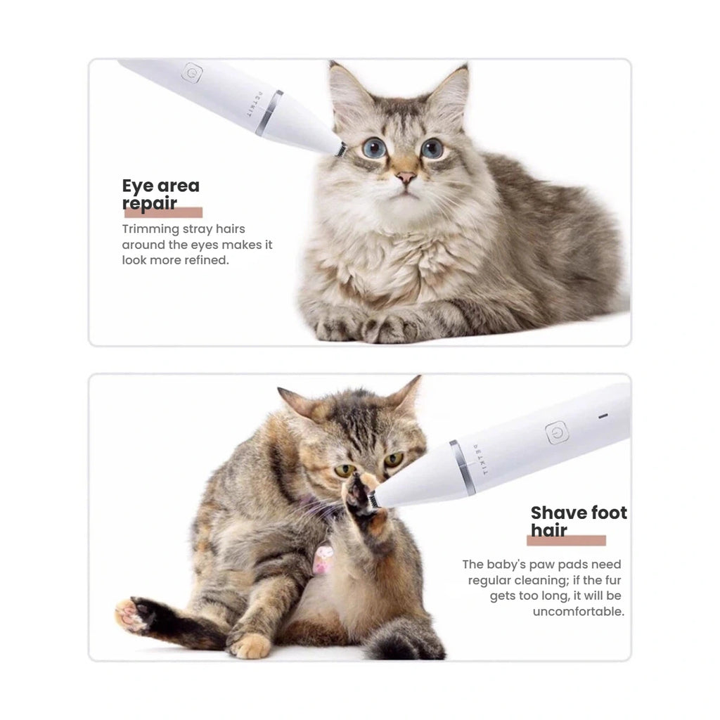 PETKIT detail trimmer shown near a cat’s face and paw