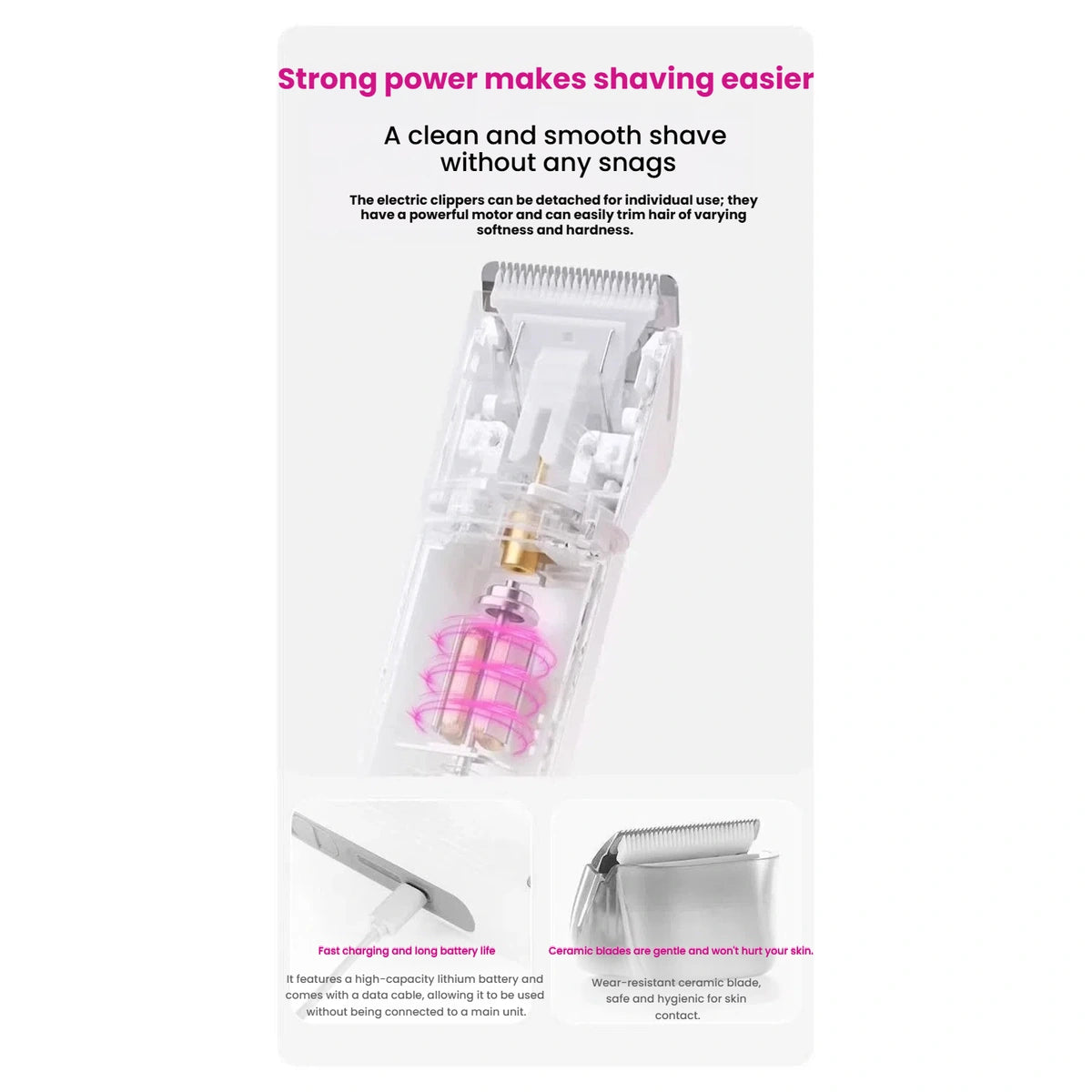 AirClipper rechargeable clipper and motor illustration