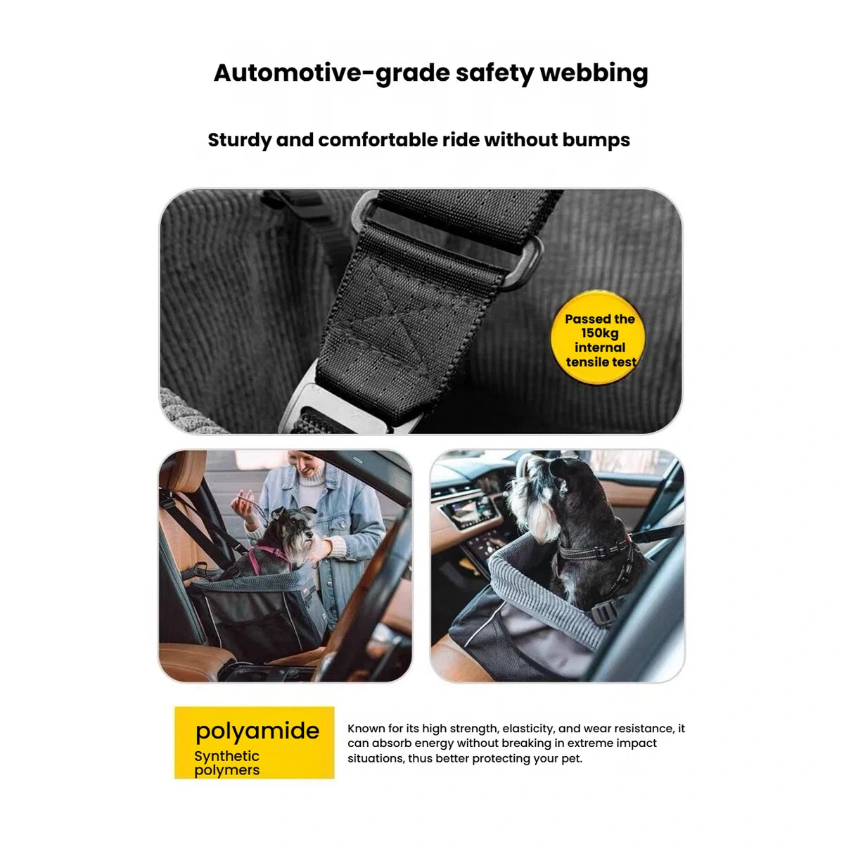 Close-up of EzyDog Drive booster seat webbing and attachments