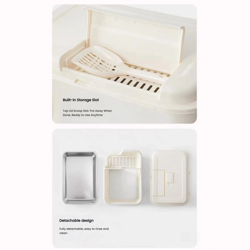 Petstar lid scoop storage and separated litter box components