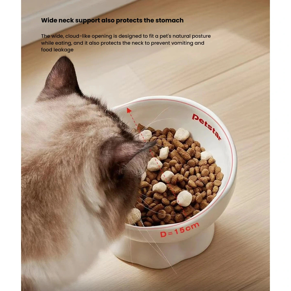 Top view of the Petstar bowl showing its curved rim and 15 cm width