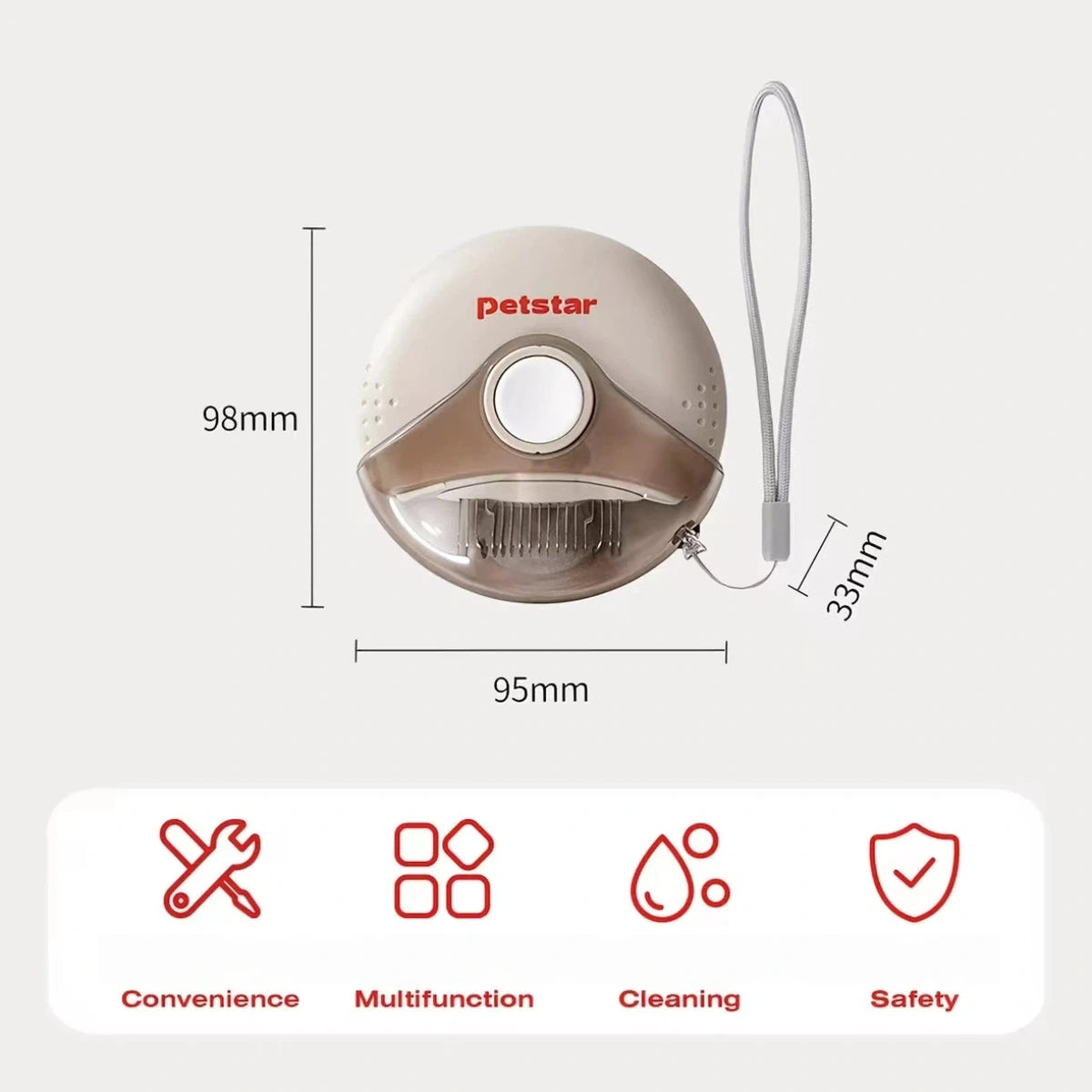 Petstar three-in-one comb dimension diagram and carry loop