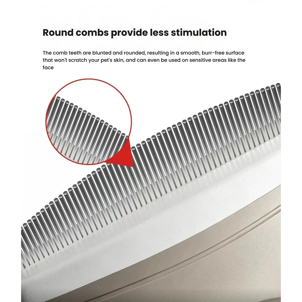 Detail of the rounded tooth tips on the Petstar facial comb