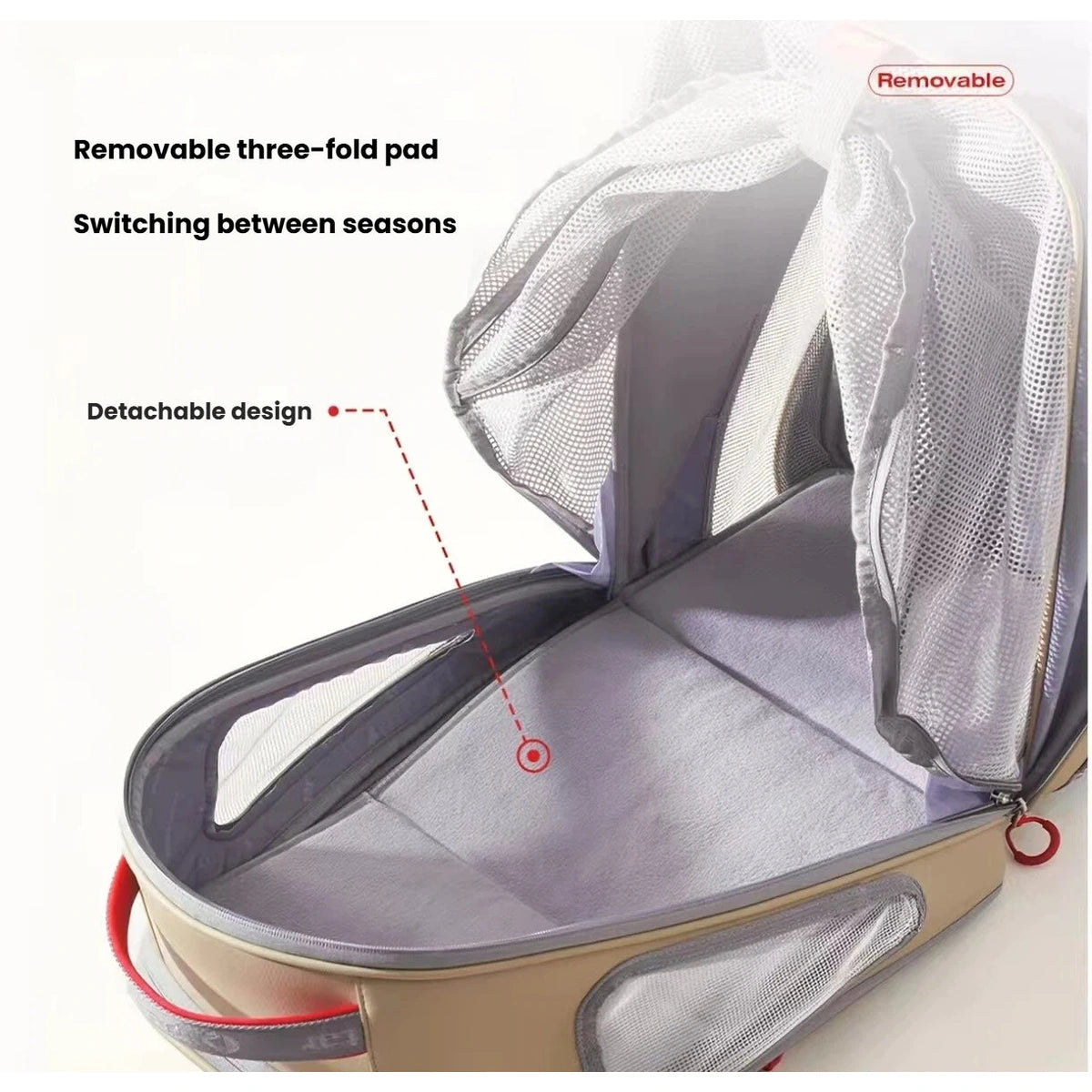Open Petstar carrier showing the removable fold-out pad