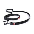 Black EzyDog Road Runner dog leash with adjustable handle, buckle and shock-absorbing section