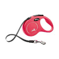 Red Flexi Classic retractable tape dog lead with compact housing and metal clip