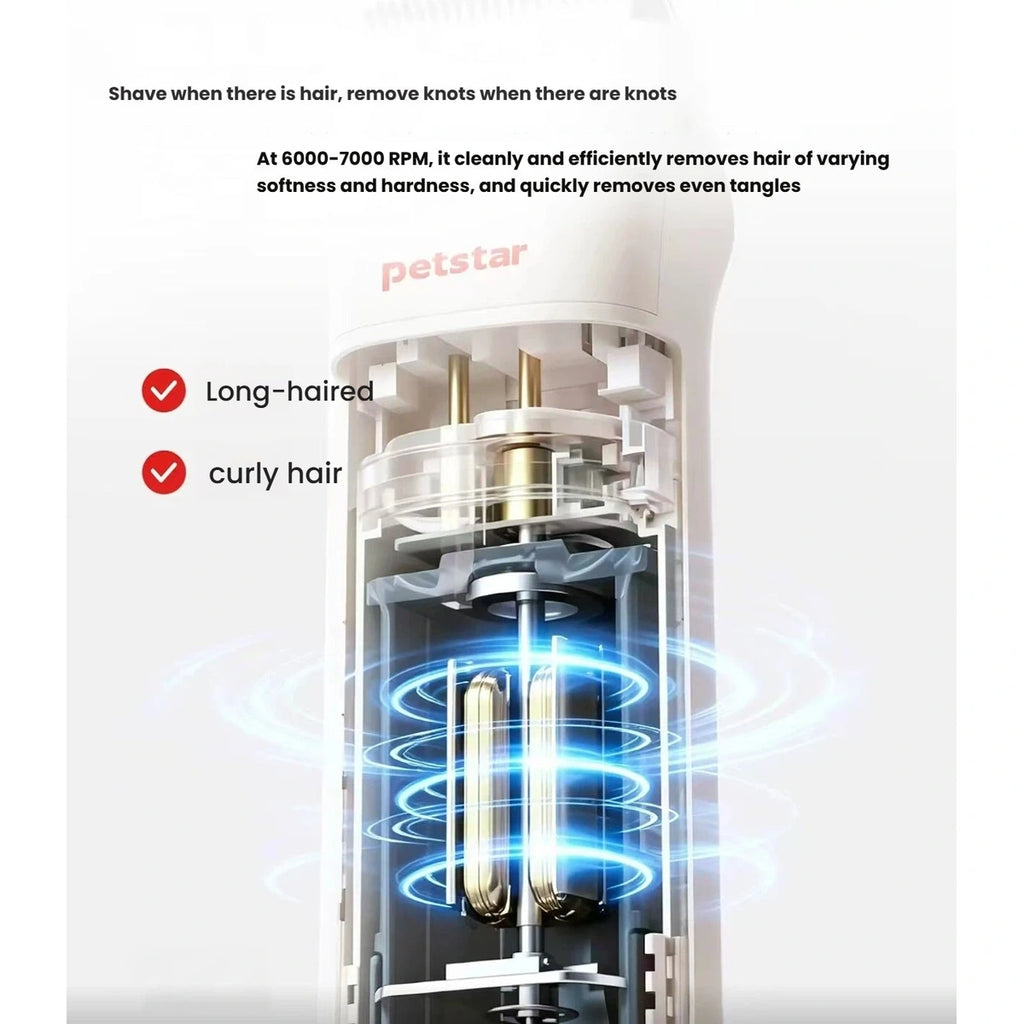 Cutaway illustration of the Petstar clipper motor and internal assembly