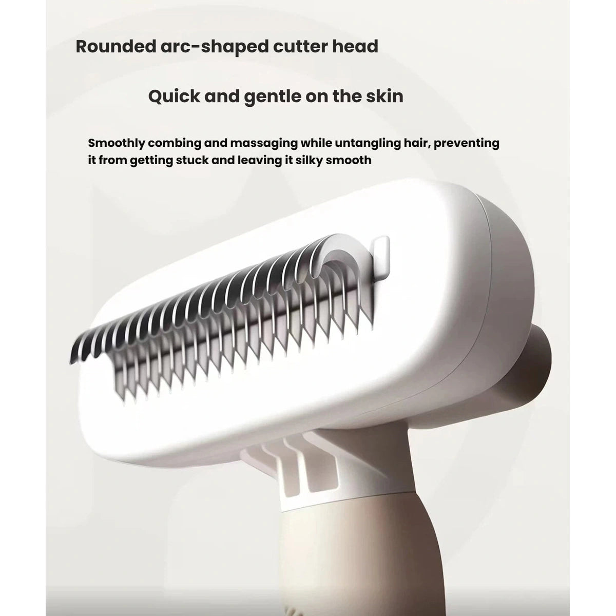 Close-up of the Petstar comb’s curved metal teeth