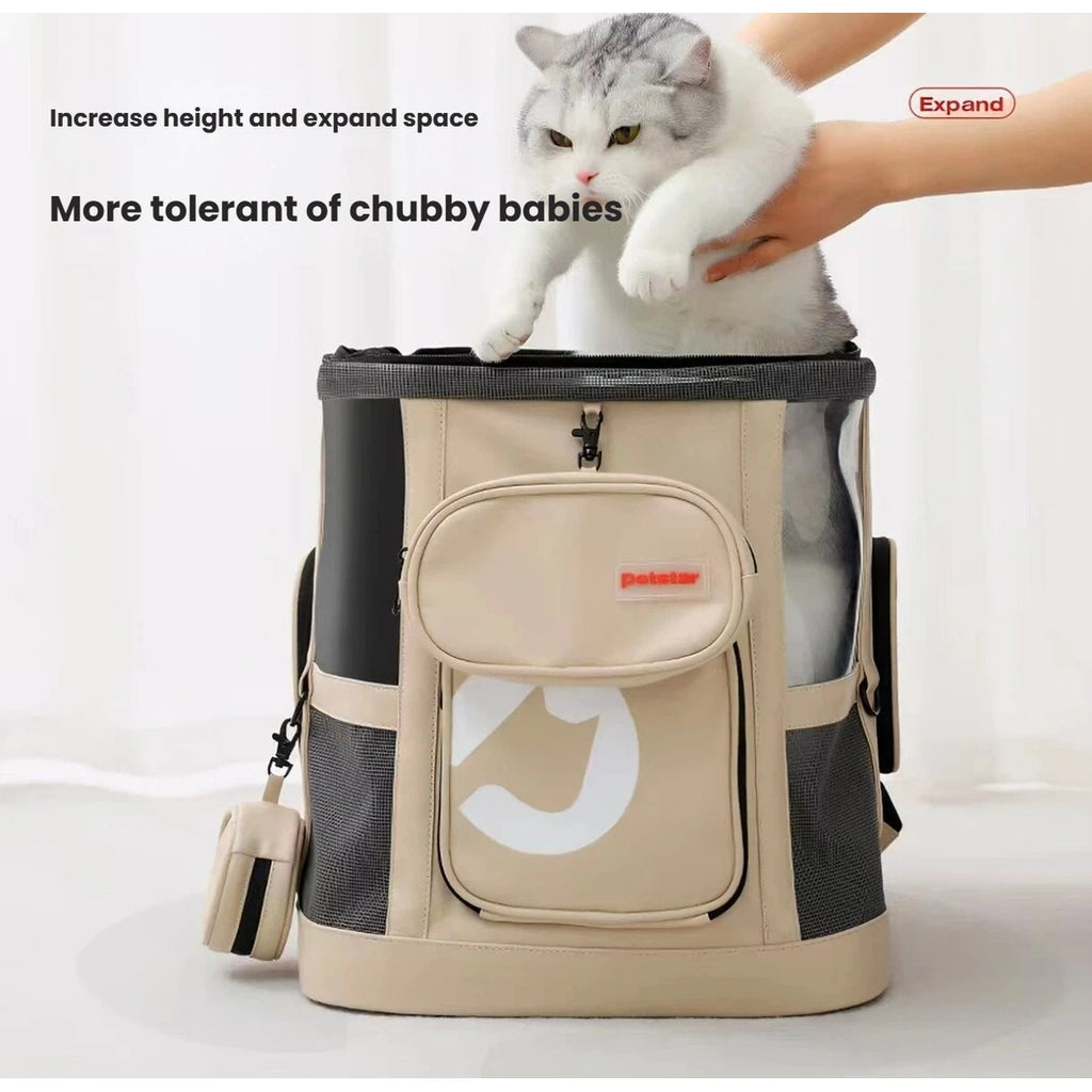 Petstar Expandable Cat Carrier Backpack, Breathable Large-Capacity Travel Bag
