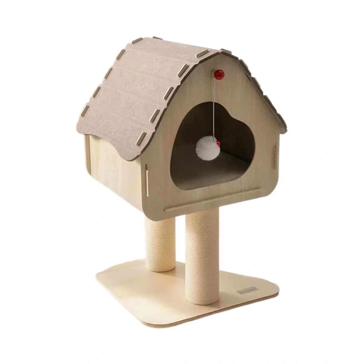 Petstar A rooftop cat tree with a house, two sisal posts and a hanging pom-pom