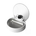 White Petwant F25-W smart cat bowl with its lid open and metal bowl visible