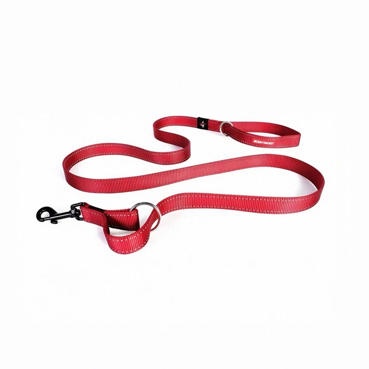 Red EzyDog Vario 4 multi-function lead laid out on white