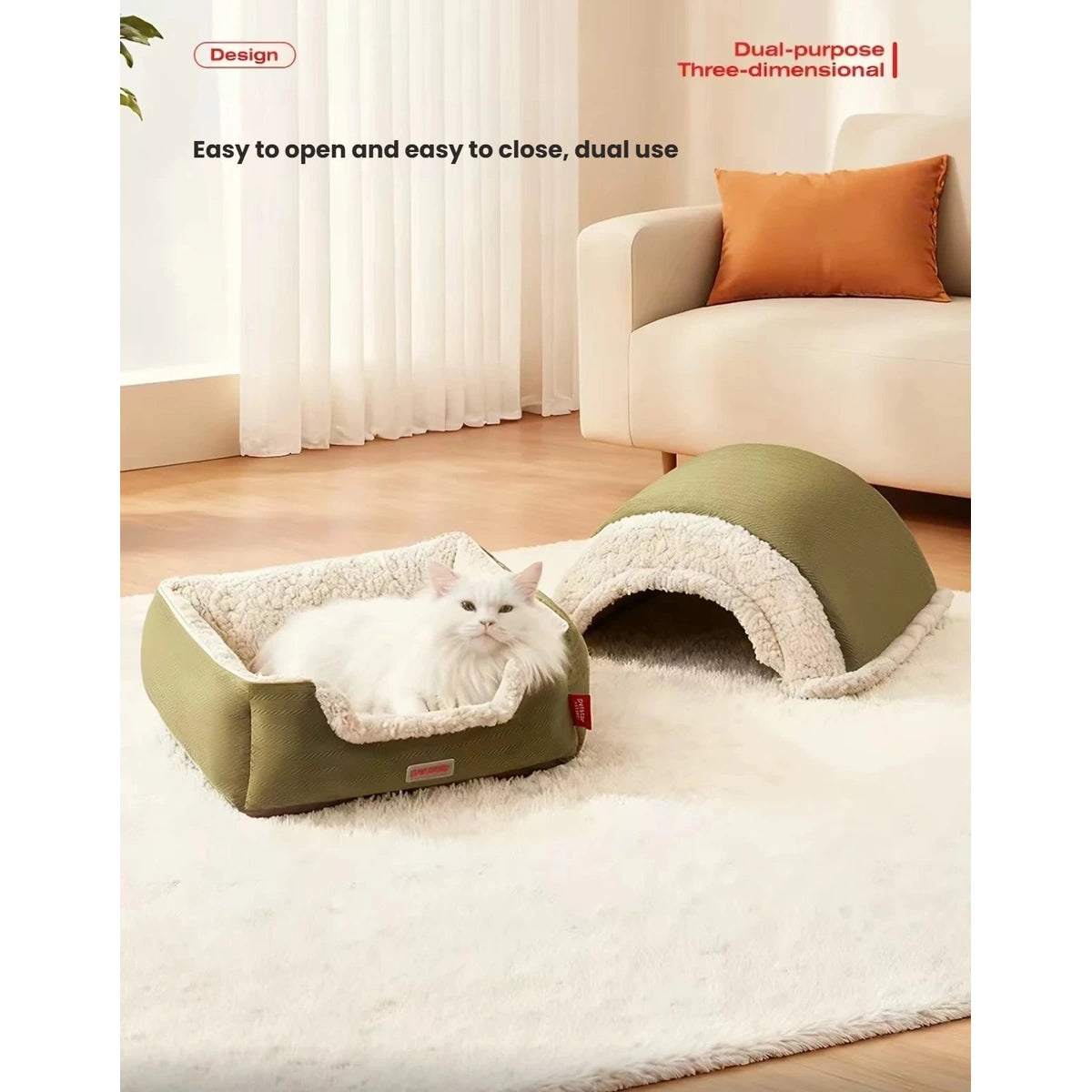 Petstar bed displayed as an open nest beside its removable dome