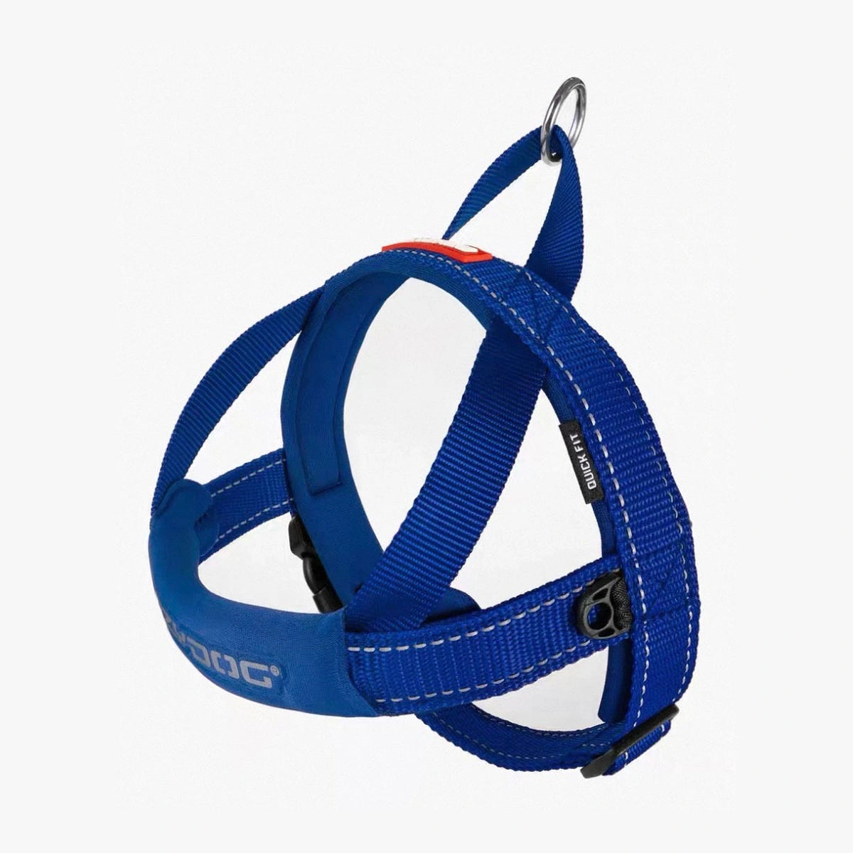 Blue EzyDog Quick Fit dog harness with reflective stitching