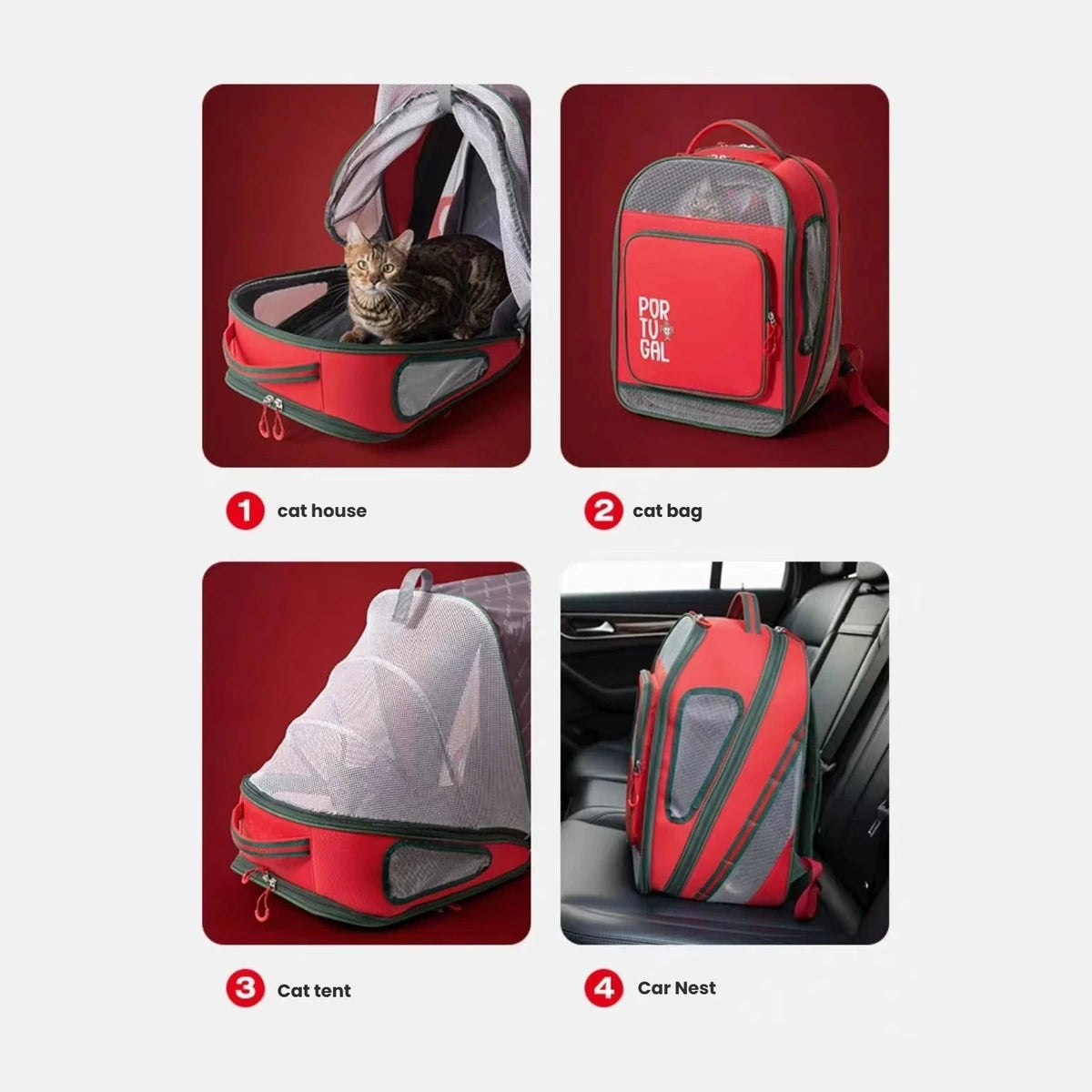 Petstar carrier shown as a backpack and expanded mesh enclosure