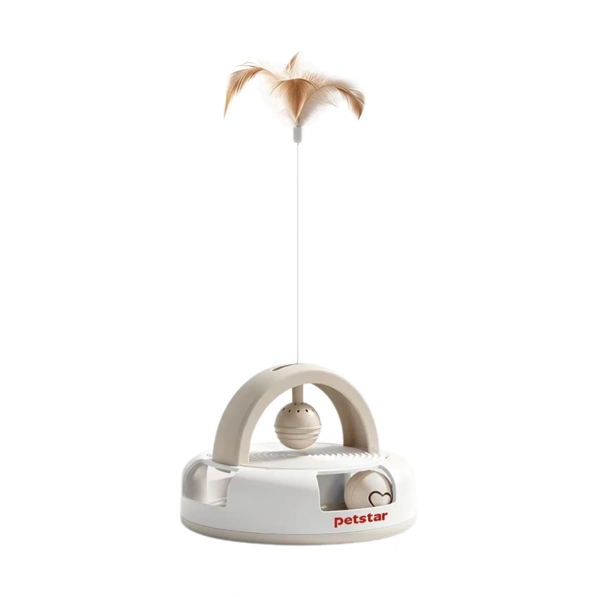 Petstar cat activity toy with a feather wand, hanging bell and ball track