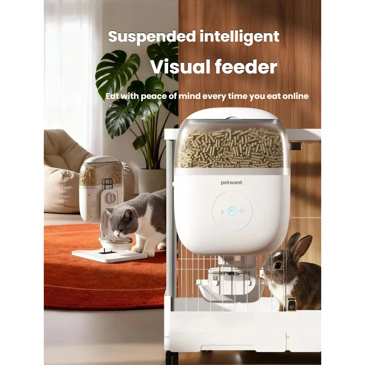 Petwant Smart Cage-Mounted Automatic Pet Feeder with Camera