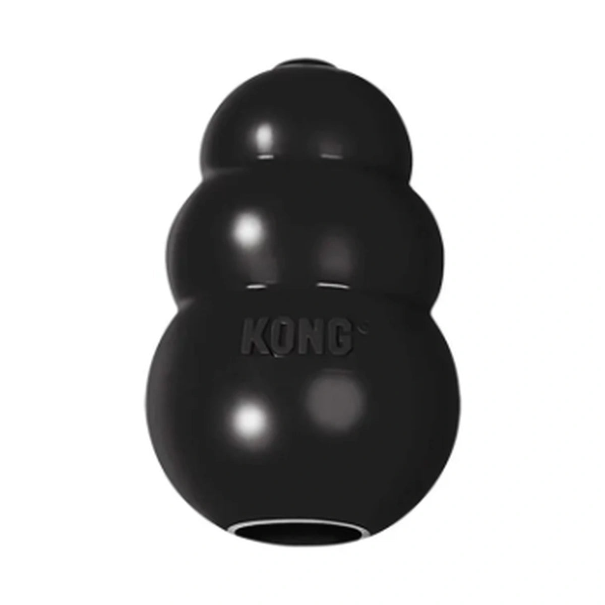 Black KONG Extreme rubber dog toy with hollow treat opening