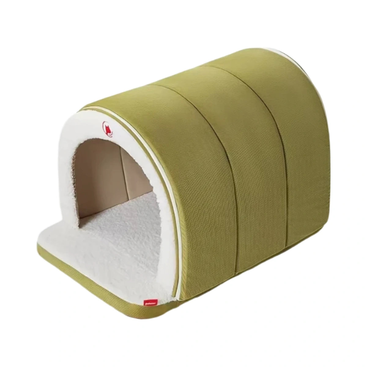 Green Petstar enclosed pet tent bed with soft-lined arched entrance