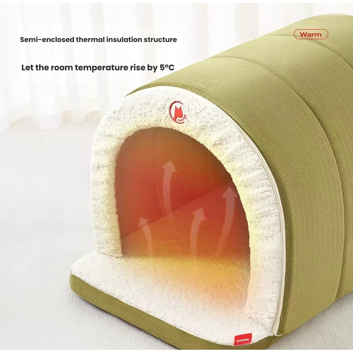 Petstar tent bed illustration showing the covered sleeping space